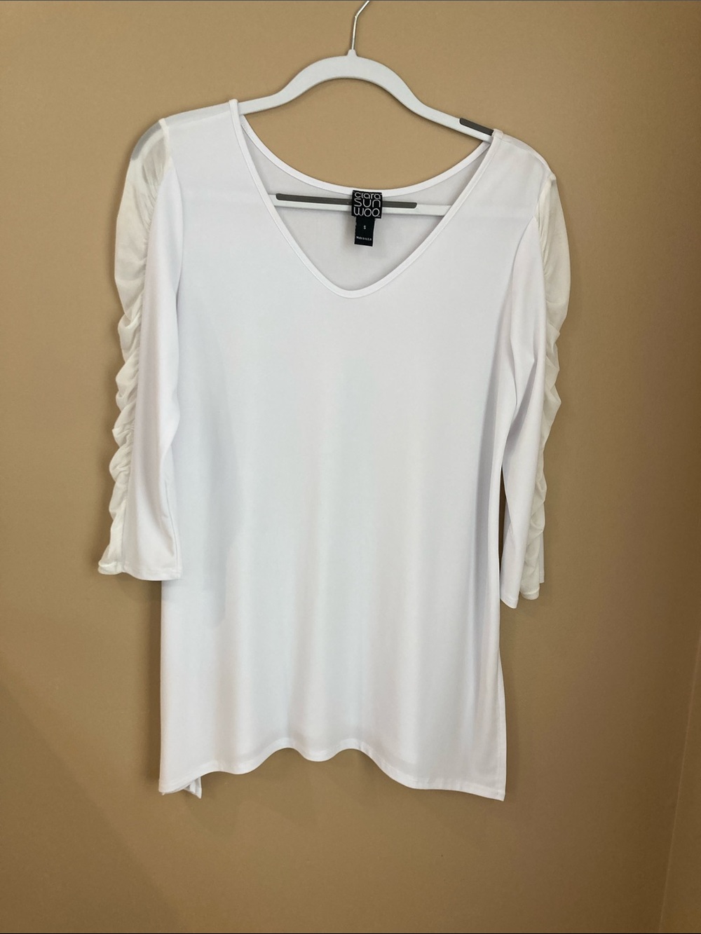 Clara Sun Woo White Tunic Length Top Size Small